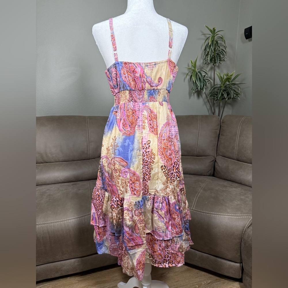 NWT Chaudry KC Anthropologie Leopard Paisley Watercolor Dress Sz M Spring Summer - Picture 6 of 16